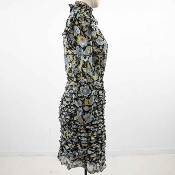 Robert Rodriguez 2 Silk Cotton Print Ruffle Dress - Picture 9 of 14